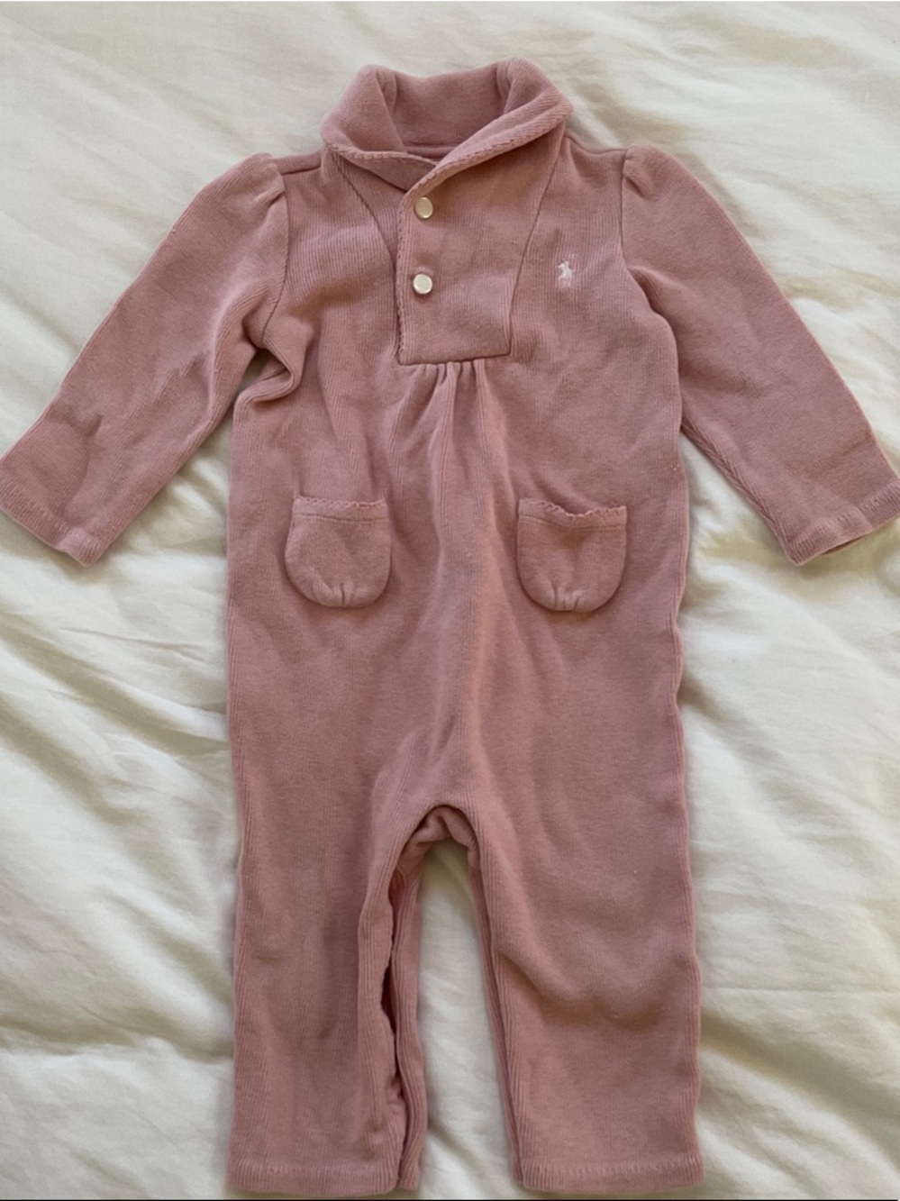 Ralph Lauren Dusty Pink Knit Baby One-Piece
